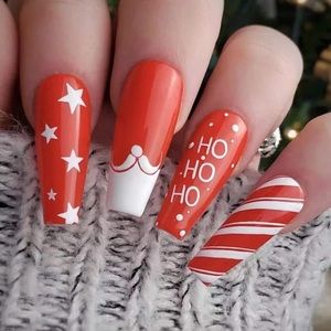 Red Christmas press on nail 24 pcs